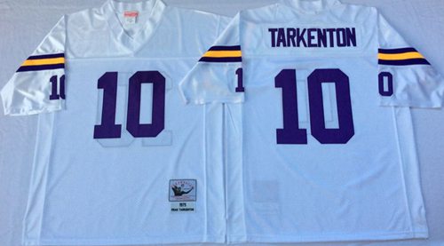 Mitchell And Ness Vikings #10 Fran Tarkenton White Throwback Stitched NFL Jersey